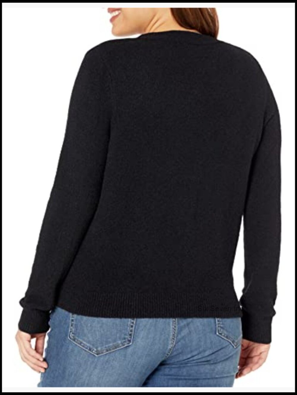 V-Neck Button Front Cozy Cardigan with Eyelash Yarn - Picture 5 of 7